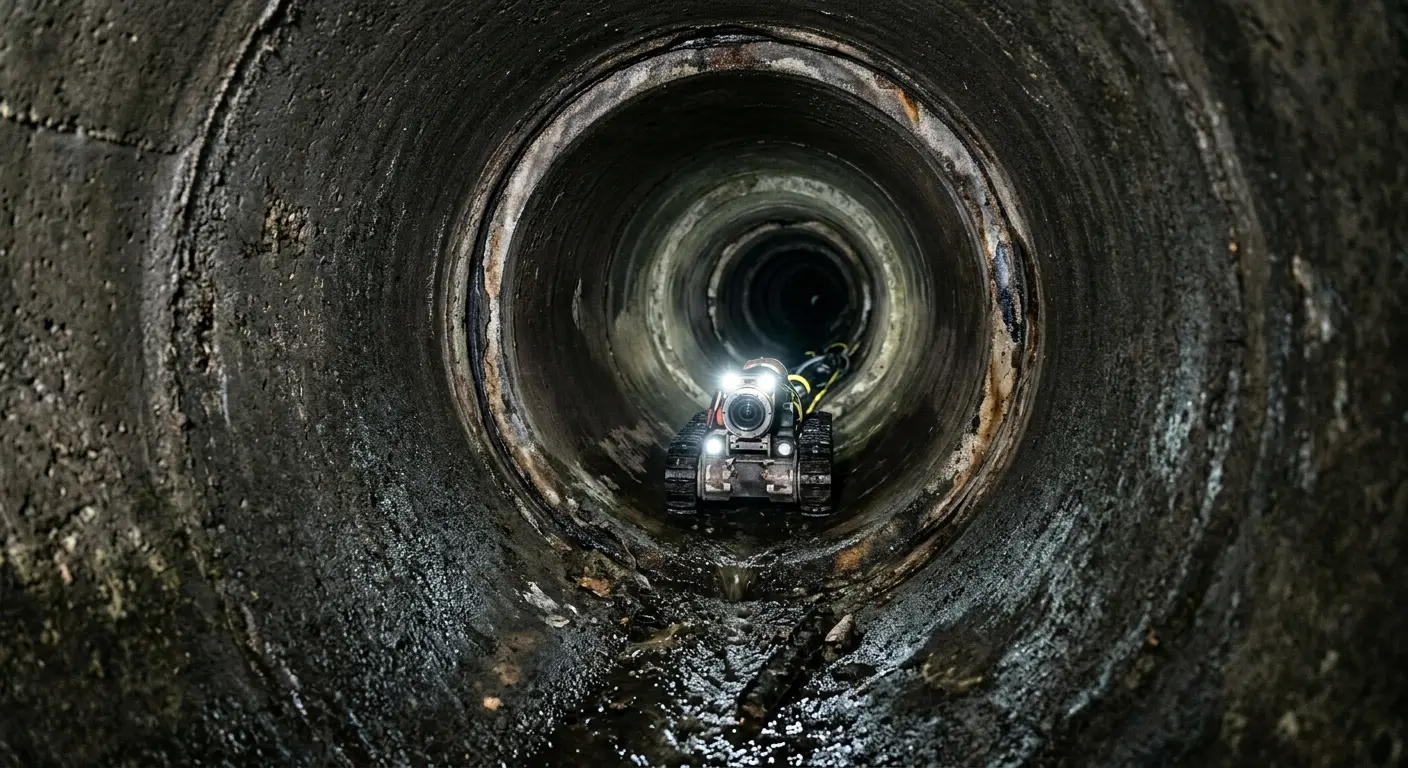 Robotic sewer camera inspecting pipe interior for Sewer Line Cleaning in Grain Valley